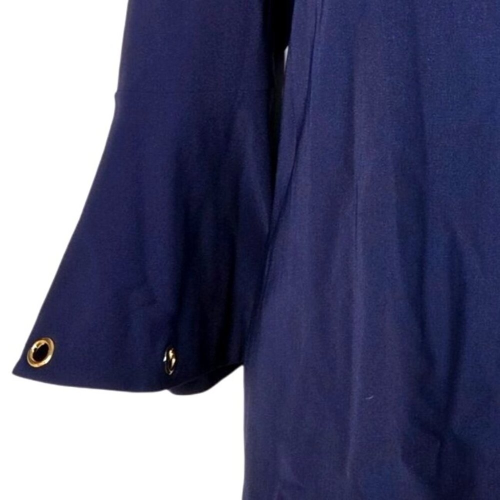 Boston Proper Navy Bell Sleeve Top W/ Gold Eyelet Details Size L - Picture 3 of 7